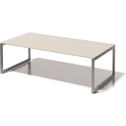 BISLEY Cito Chefarbeitsplatz/Konferenztisch, 740 mm höhenfixes O-Gestell, Metall, Gw355 Dekor Grauweiß, Gestell Silber, 120 x 240 x 74 cm von BISLEY