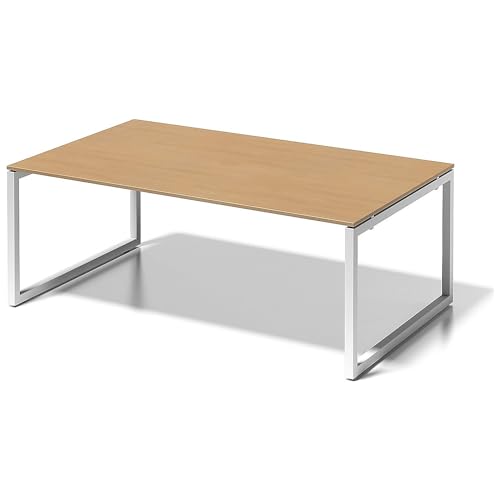 BISLEY Cito Chefarbeitsplatz/Konferenztisch, 740 mm höhenfixes O-Gestell, Metall, Bc396 Dekor Buche, Gestell Verkehrsweiß, 120 x 200 x 85 cm von BISLEY