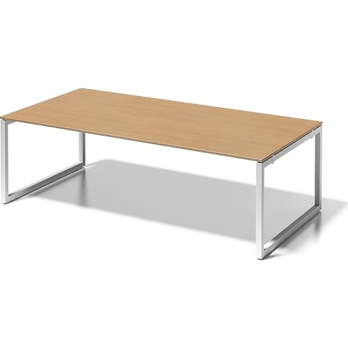 BISLEY Cito Chefarbeitsplatz/Konferenztisch, 740 mm höhenfixes O-Gestell, Metall, Bc396 Dekor Buche, Gestell Verkehrsweiß, 120 x 240 x 74 cm von BISLEY