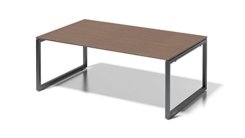 BISLEY Cito Chefarbeitsplatz/Konferenztisch, 740 mm höhenfixes O-Gestell, Metall, Wn334 Dekor Nußbaum, Gestell Anthrazitgrau, 120 x 200 x 85 cm von BISLEY