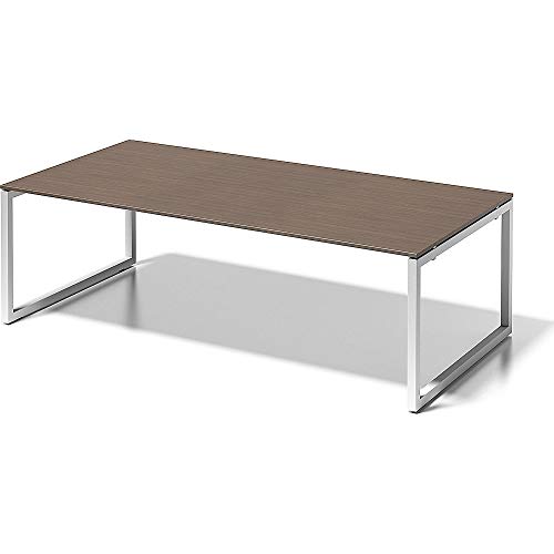 BISLEY Cito Chefarbeitsplatz/Konferenztisch, 740 mm höhenfixes O-Gestell, Metall, Wn396 Dekor Nußbaum, Gestell Verkehrsweiß, 120 x 240 x 74 cm von BISLEY