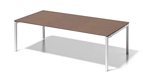 BISLEY Cito Chefarbeitsplatz/Konferenztisch, 740 mm höhenfixes U-Gestell, Metall, Wn396 Dekor Nußbaum, Gestell Verkehrsweiß, 120 x 240 x 85 cm von BISLEY