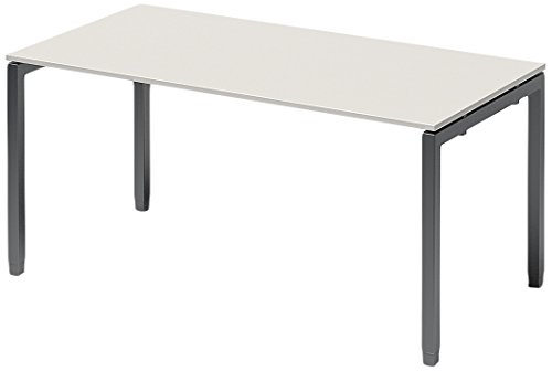 BISLEY Cito Schreibtisch, 650-850 mm höheneinstellbares U-Gestell, Metall, Gw334 Dekor Grauweiß, Gestell Anthrazitgrau, 80 x 160 x 85 cm von BISLEY