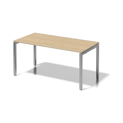 BISLEY Cito Schreibtisch, 650-850 mm höheneinstellbares U-Gestell, Metall, Mp355 Dekor Ahorn, Gestell Silber, 80 x 160 x 85 cm von BISLEY