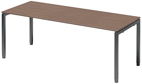 BISLEY Cito Schreibtisch, 650-850 mm höheneinstellbares U-Gestell, Metall, Wn334 Dekor Nußbaum, Gestell Anthrazitgrau, 80 x 200 x 85 cm von BISLEY