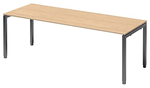 BISLEY Cito Schreibtisch, 650-850 mm höheneinstellbares U-Gestell, Metall, Mp334 Dekor Ahorn, Gestell Anthrazitgrau, 80 x 220 x 85 cm von BISLEY