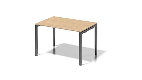 BISLEY Cito Schreibtisch, 650-850 mm höheneinstellbares U-Gestell, Metall, Mp334 Dekor Ahorn, Gestell Anthrazitgrau, 80 x 120 x 85 cm von BISLEY