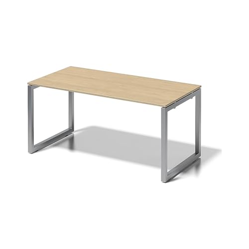 BISLEY Cito Schreibtisch, 740 mm höhenfixes O-Gestell, Metall, Mp355 Dekor Ahorn, Gestell Silber, 80 x 160 x 85 cm von BISLEY