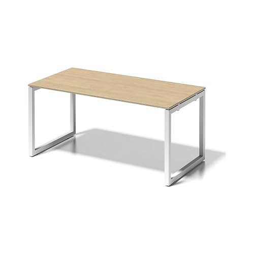 BISLEY Cito Schreibtisch, 740 mm höhenfixes O-Gestell, Metall, Mp396 Dekor Ahorn, Gestell Verkehrsweiß, 80 x 160 x 85 cm von BISLEY