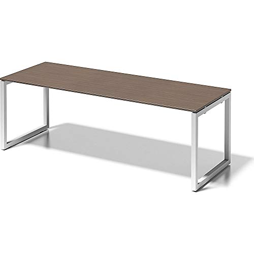 BISLEY Cito Schreibtisch, 740 mm höhenfixes O-Gestell, Metall, Wn396 Dekor Nußbaum, Gestell Verkehrsweiß, 80 x 220 x 85 cm von BISLEY