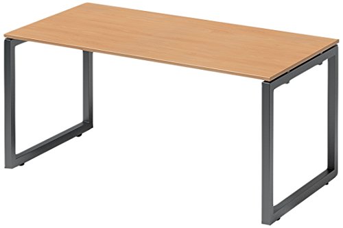 BISLEY Cito Schreibtisch, 740 mm höhenfixes O-Gestell, Metall, Bc334 Dekor Buche, Gestell Anthrazitgrau, 80 x 160 x 85 cm von BISLEY