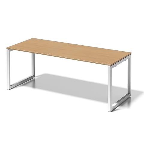 BISLEY Cito Schreibtisch, 740 mm höhenfixes O-Gestell, Metall, Bc396 Dekor Buche, Gestell Verkehrsweiß, 80 x 200 x 85 cm von BISLEY