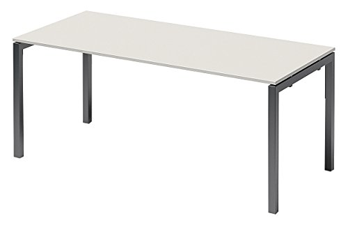 BISLEY Cito Schreibtisch, 740 mm höhenfixes U-Gestell, Metall, Gw334 Dekor Grauweiß, Gestell Anthrazitgrau, 80 x 180 x 85 cm von BISLEY