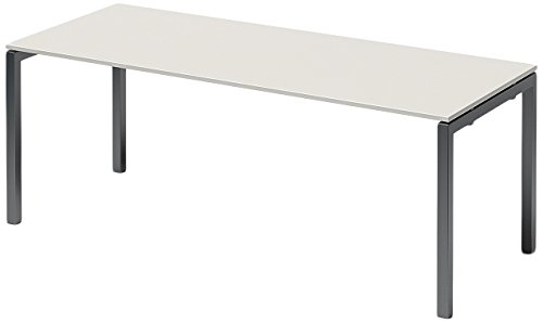 BISLEY Cito Schreibtisch, 740 mm höhenfixes U-Gestell, Metall, Gw334 Dekor Grauweiß, Gestell Anthrazitgrau, 80 x 200 x 85 cm von BISLEY