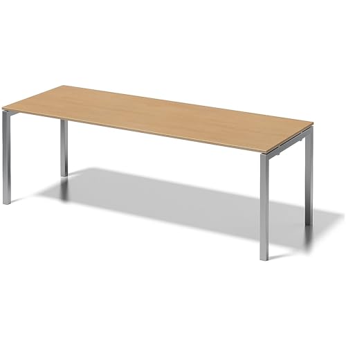 BISLEY Cito Schreibtisch, 740 mm höhenfixes U-Gestell, Metall, Bc355 Dekor Buche, Gestell Silber, 80 x 220 x 85 cm von BISLEY