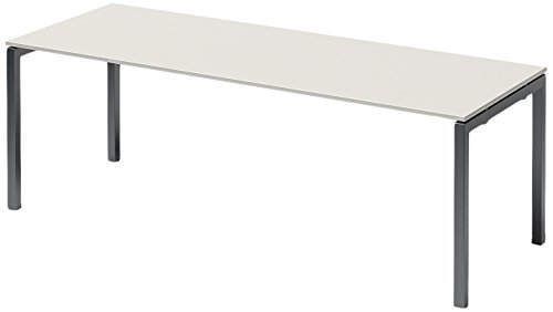 BISLEY Cito Schreibtisch, 740 mm höhenfixes U-Gestell, Metall, Gw334 Dekor Grauweiß, Gestell Anthrazitgrau, 80 x 220 x 85 cm von BISLEY
