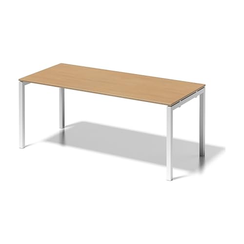 BISLEY Cito Schreibtisch, 740 mm höhenfixes U-Gestell, Metall, Bc396 Dekor Buche, Gestell Verkehrsweiß, 80 x 180 x 85 cm von BISLEY