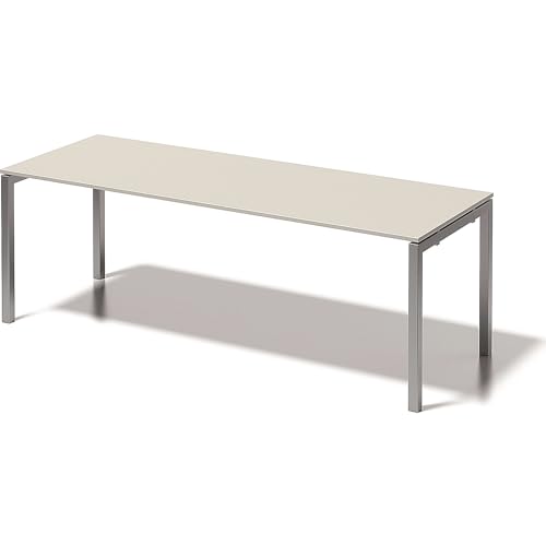 BISLEY Cito Schreibtisch, 740 mm höhenfixes U-Gestell, Metall, Gw355 Dekor Grauweiß, Gestell Silber, 80 x 220 x 85 cm von BISLEY