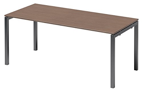 BISLEY Cito Schreibtisch, 740 mm höhenfixes U-Gestell, Metall, Wn334 Dekor Nußbaum, Gestell Anthrazitgrau, 80 x 180 x 85 cm von BISLEY