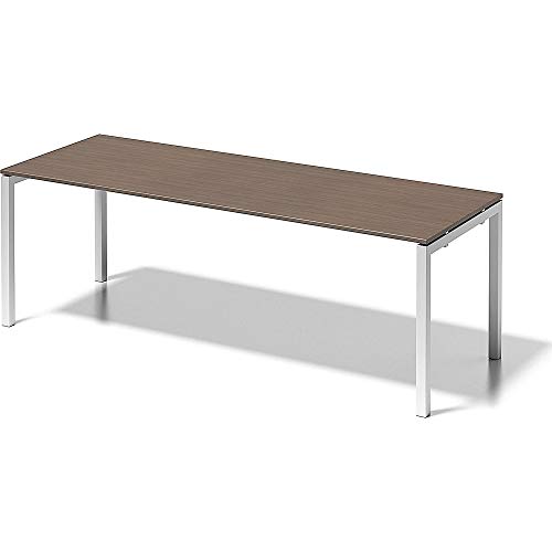 BISLEY Cito Schreibtisch, 740 mm höhenfixes U-Gestell, Metall, Wn396 Dekor Nußbaum, Gestell Verkehrsweiß, 80 x 220 x 85 cm von BISLEY