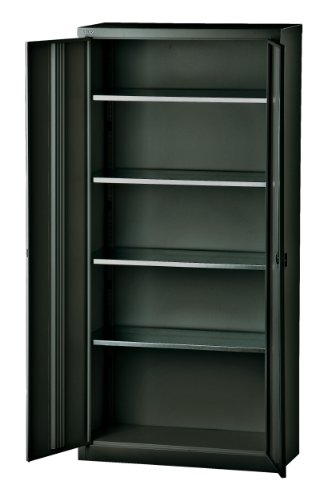 BISLEY Flügeltürenschrank Universal, 4 Fachböden, 5 OH, Metall, 633 Schwarz, 40 x 91.4 x 195 cm von BISLEY