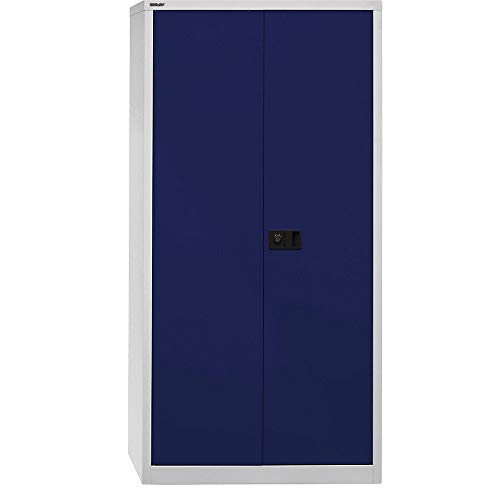 BISLEY Flügeltürenschrank Universal, Garderobeneinsatz, Metall, 505 Korpus Lichtgrau, Fronten Oxfordblau, 40 x 91.4 x 195 cm von BISLEY