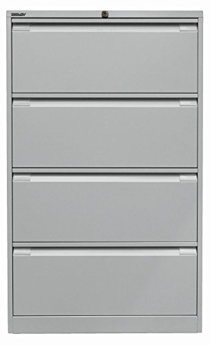 BISLEY Hängeregistraturschrank, doppelbahnig, DIN A4, 4 HR-Schubladen, Metall, 645 Lichtgrau, 62.2 x 80 x 132.1 cm von BISLEY