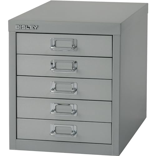 BISLEY MultiDrawer(TM), 12er Serie, 5 Schubladen à H 51 mm, DIN A4, Farbe: Silber von BISLEY