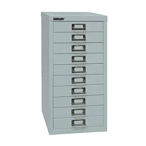 BISLEY MultiDrawer, 29er Serie, DIN A4, 10 Schubladen, Metall, 355 Silber, 38 x 27.9 x 59 cm von BISLEY