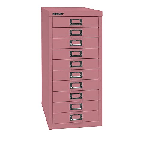 BISLEY MultiDrawer, 29er Serie, DIN A4, 10 Schubladen, Metall, 601 Pink, 38 x 27.9 x 59 cm von BISLEY
