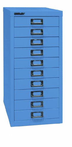 BISLEY MultiDrawer, 29er Serie, DIN A4, 10 Schubladen, Metall, 605 Blau, 38 x 27.9 x 59 cm von BISLEY