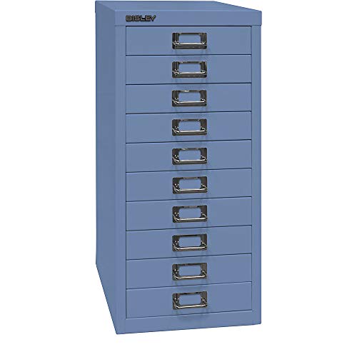 BISLEY MultiDrawer, 29er Serie, DIN A4, 10 Schubladen, Metall, 605 Blau, 38 x 27.9 x 59 cm von BISLEY