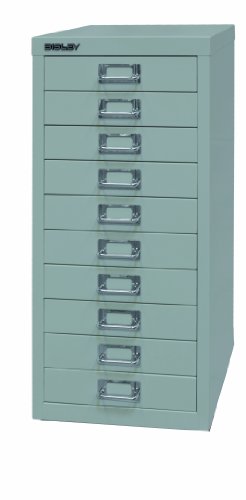 BISLEY MultiDrawer, 29er Serie, DIN A4, 10 Schubladen, Metall, 645 Lichtgrau, 38 x 27.9 x 59 cm von BISLEY