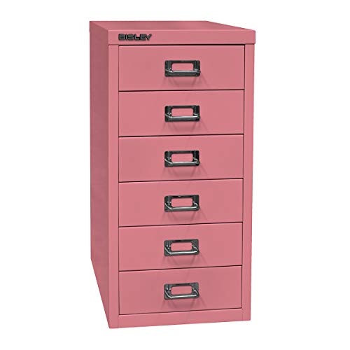 BISLEY MultiDrawer, 29er Serie, DIN A4, 6 Schubladen, Metall, 601 Pink, 38 x 27.9 x 59 cm von BISLEY