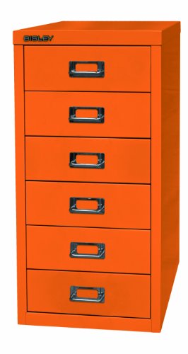 BISLEY MultiDrawer, 29er Serie, DIN A4, 6 Schubladen, Metall, 603 Orange, 38 x 27.9 x 59 cm von BISLEY