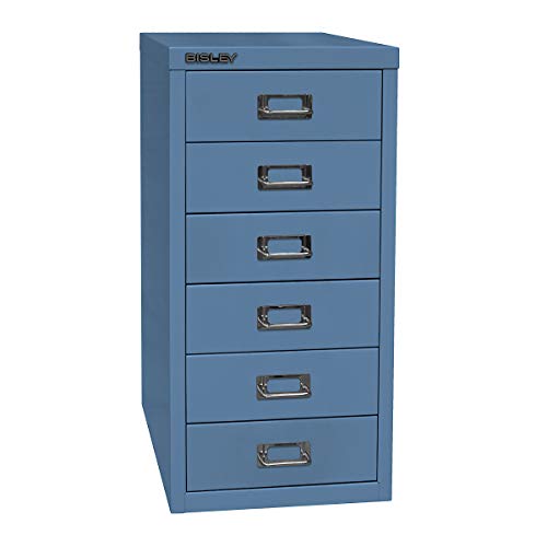 BISLEY MultiDrawer, 29er Serie, DIN A4, 6 Schubladen, Metall, 605 Blau, 38 x 27.9 x 59 cm von BISLEY