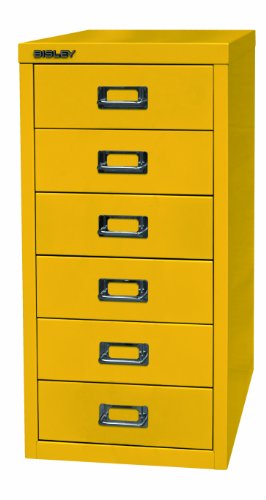 BISLEY MultiDrawer, 29er Serie, DIN A4, 6 Schubladen, Metall, 641 Zinkgelb, 38 x 27.9 x 59 cm von BISLEY