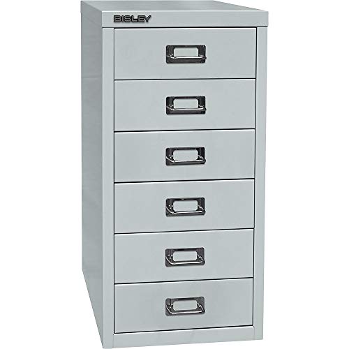 BISLEY MultiDrawer, 29er Serie, DIN A4, 6 Schubladen, Metall, 645 Lichtgrau, 38 x 27.9 x 59 cm von BISLEY