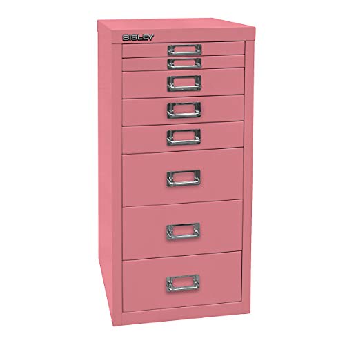 BISLEY MultiDrawer, 29er Serie, DIN A4, 8 Schubladen, Metall, 601 Pink, 38 x 27.9 x 59 cm von BISLEY