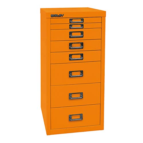 BISLEY MultiDrawer, 29er Serie, DIN A4, 8 Schubladen, Metall, 603 Orange, 38 x 27.9 x 59 cm von BISLEY