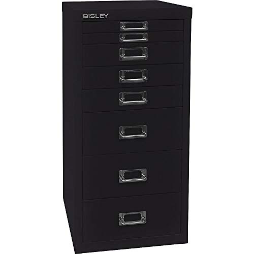 BISLEY MultiDrawer, 29er Serie, DIN A4, 8 Schubladen, Metall, 633 Schwarz, 38 x 27.9 x 59 cm von BISLEY