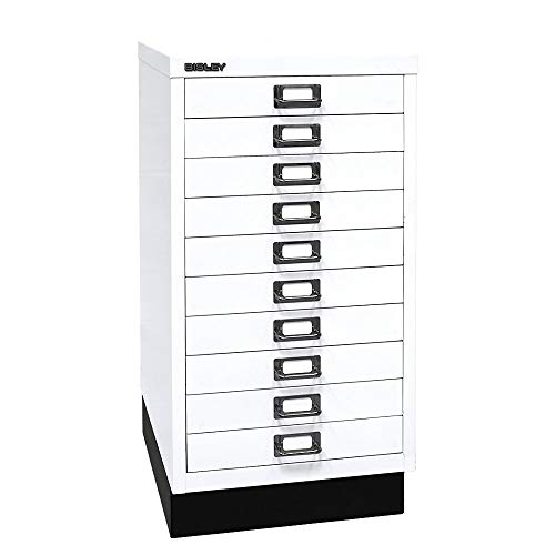 BISLEY MultiDrawer, 29er Serie mit Sockel, DIN A3, 10 Schubladen, Metall, 696 Verkehrsweiß, 43.2 x 34.9 x 67 cm von BISLEY