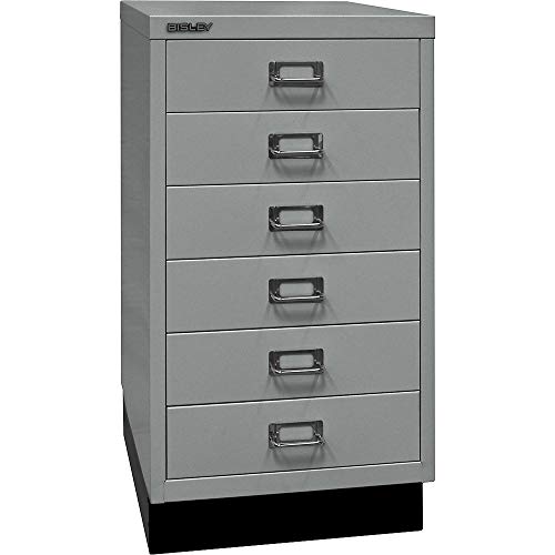 BISLEY MultiDrawer, 29er Serie mit Sockel, DIN A3, 6 Schubladen, Metall, 355 Silber, 43.2 x 34.9 x 67 cm von BISLEY