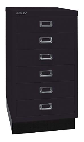 BISLEY MultiDrawer, 29er Serie mit Sockel, DIN A3, 6 Schubladen, Metall, 633 Schwarz, 43.2 x 34.9 x 67 cm von BISLEY