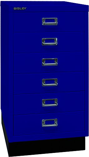 BISLEY MultiDrawer, 29er Serie mit Sockel, DIN A3, 6 Schubladen, Metall, 639 Oxfordblau, 43.2 x 34.9 x 67 cm von BISLEY