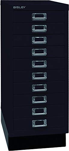 BISLEY MultiDrawer, 29er Serie mit Sockel, DIN A4, 10 Schubladen, Metall, 633 Schwarz, 38 x 27.9 x 67 cm von BISLEY