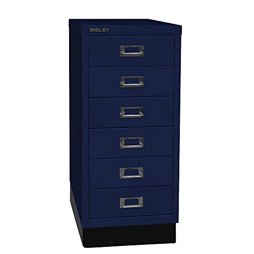 BISLEY MultiDrawer, 29er Serie mit Sockel, DIN A4, 6 Schubladen, Metall, 639 Oxfordblau, 38 x 27.9 x 67 cm von BISLEY