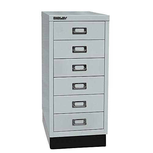 BISLEY MultiDrawer, 29er Serie mit Sockel, DIN A4, 6 Schubladen, Metall, 645 Lichtgrau, 38 x 27.9 x 67 cm von BISLEY