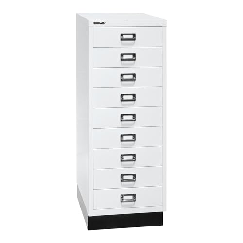 BISLEY MultiDrawer, 39er Serie mit Sockel, DIN A3, 9 Schubladen, Metall, 696 Verkehrsweiß, 43.2 x 34.9 x 94 cm von BISLEY