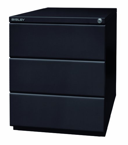 BISLEY OBA Rollcontainer in schwarz mit 3 Schüben | Bürocontainer aus Metall abschließbar | Büro Container mit Rollen von BISLEY